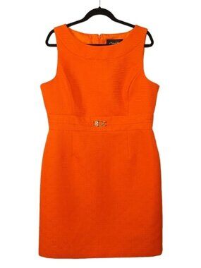 Chelsea Rose Vibrant Orange Textured Sheath Dress Size 6